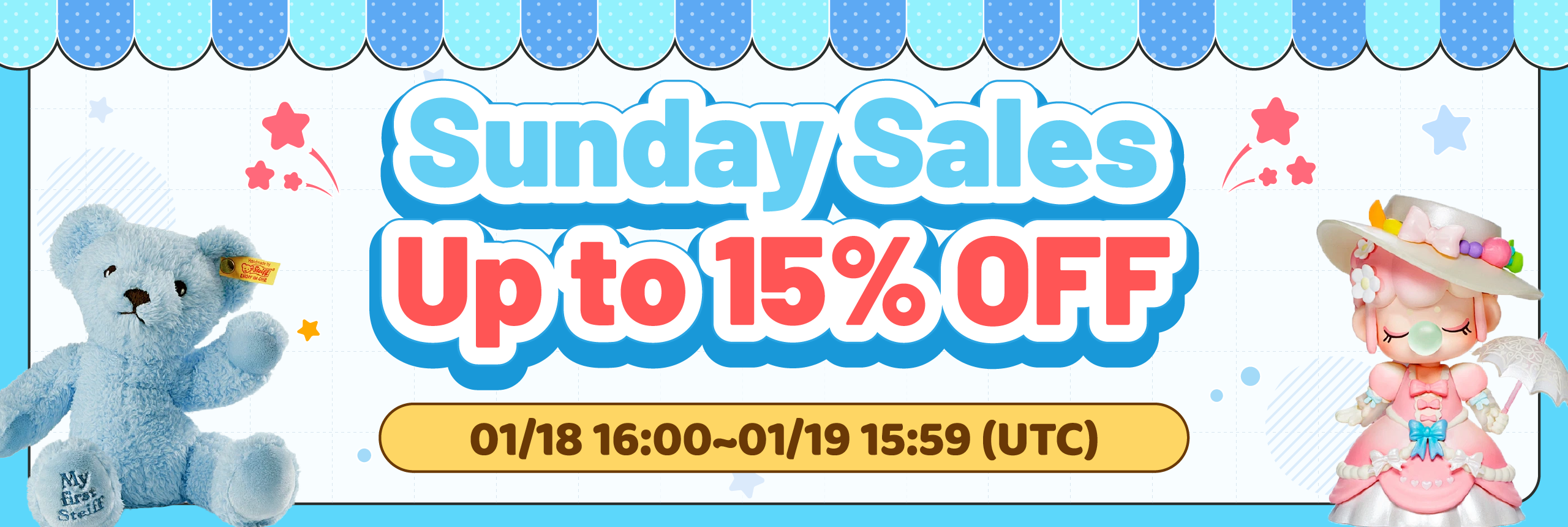 Sunday sales coming! One day only, up to 15% OFF! 