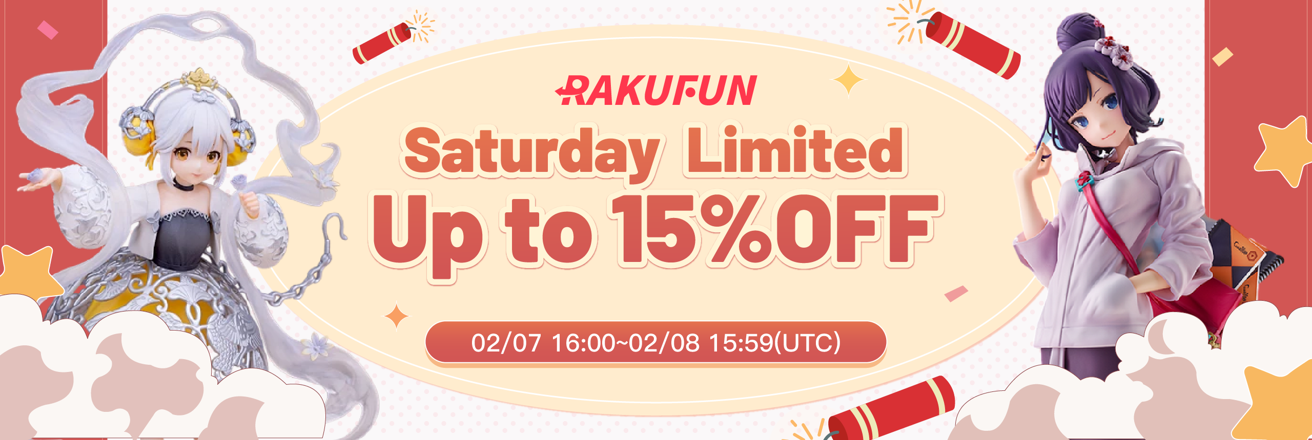 Saturday limited! All sites fever and up to 15% OFF! 